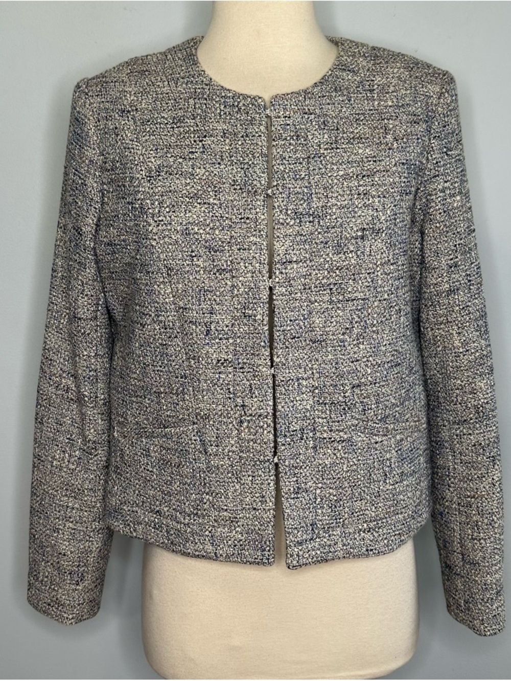 Joe & Paul Sister Blue Speckled Tweed Made In France Jacket Blazer Size 42, 10